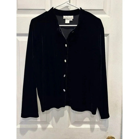 J. Jill Blouse‎ Shirt Jacket Size  XL Black Vintage Made in the USA - Picture 1 of 6
